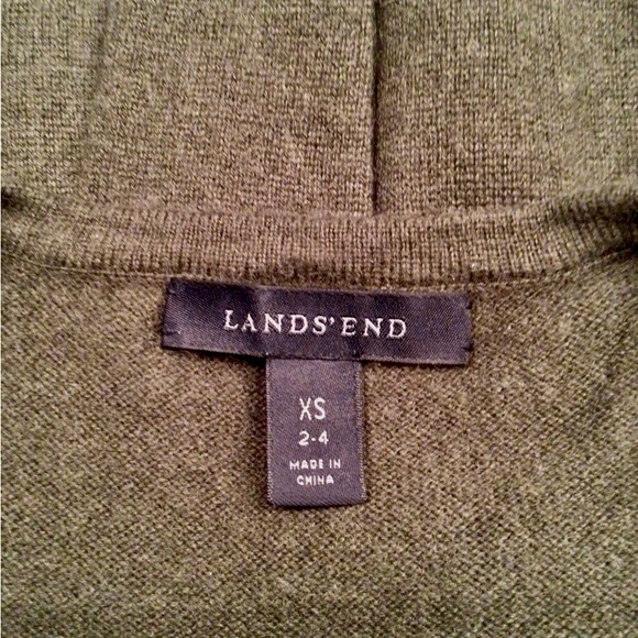 LANDS' END Olive Green Cashmere Scoop Neck Sweater Women 2-4 US - Picture 3 of 4